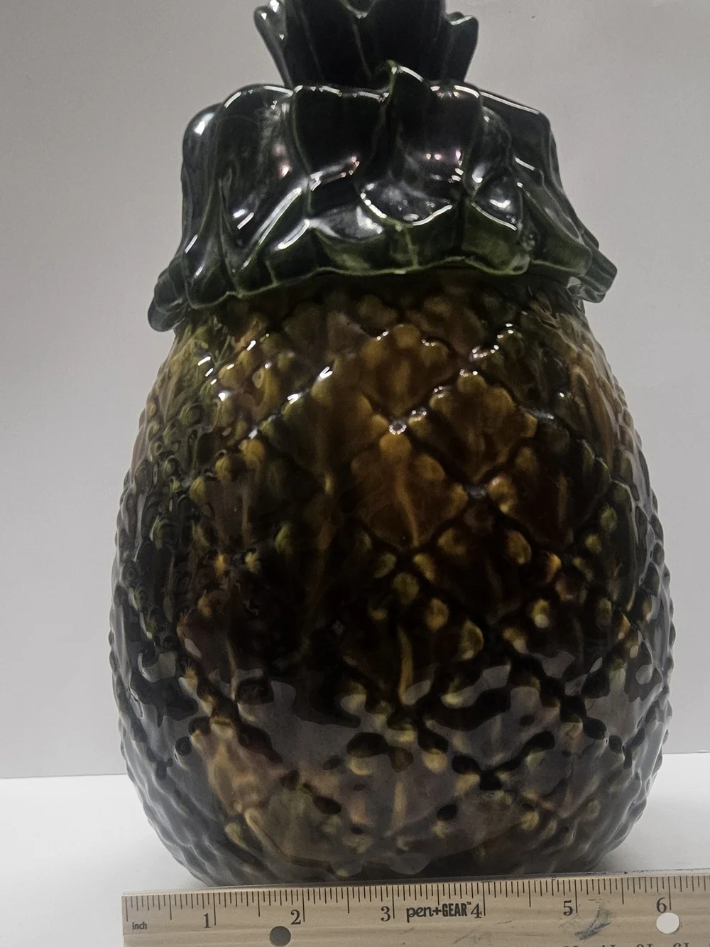 Pineapple Ceramic Cookie Jar - Green and Brown